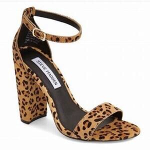 STEVE MADDEN Carrson Animal Print Calf Hair Block Heel Sandal Size 8.5